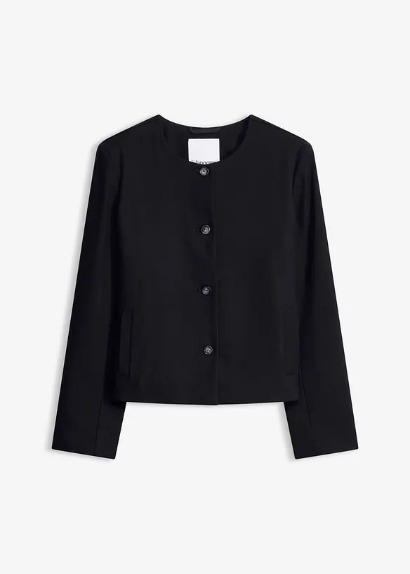 Kurze Blazerjacke mit Knopfreihe in grau von vorne - bonprix Kurze Blazerjacke mit Knopfreihe in grau von vorne - bonprix