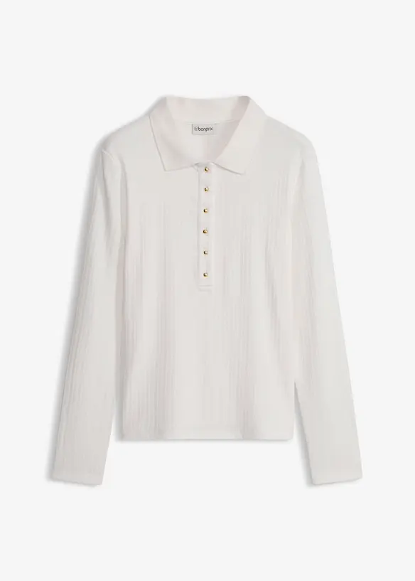 Poloshirt aus softem Viskose-Mix in weiß von vorne - bonprix