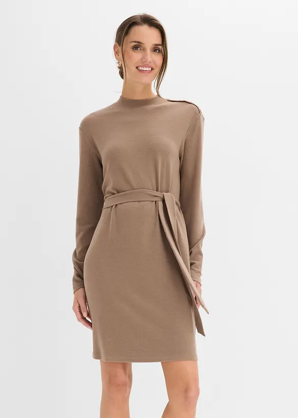 Jerseykleid aus Viskose-Mix in braun von vorne (Totalaufnahme) - bonprix Jerseykleid aus Viskose-Mix in braun von vorne (Totalaufnahme) - bonprix