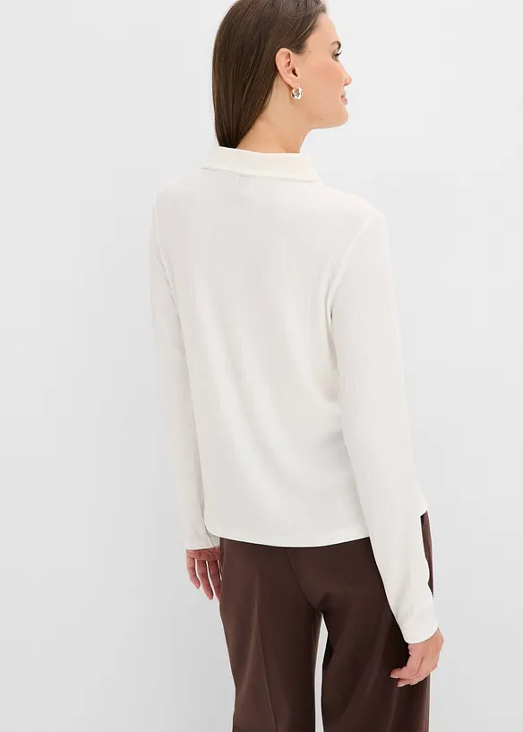 Poloshirt aus softem Viskose-Mix in weiß von hinten (im Anschnitt) - bonprix