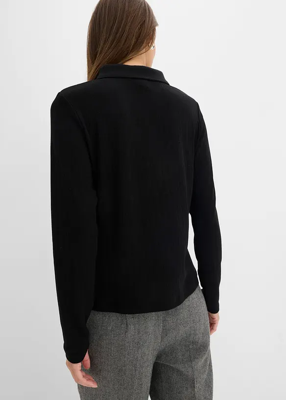 Poloshirt aus softem Viskose-Mix in schwarz von hinten (im Anschnitt) - bonprix