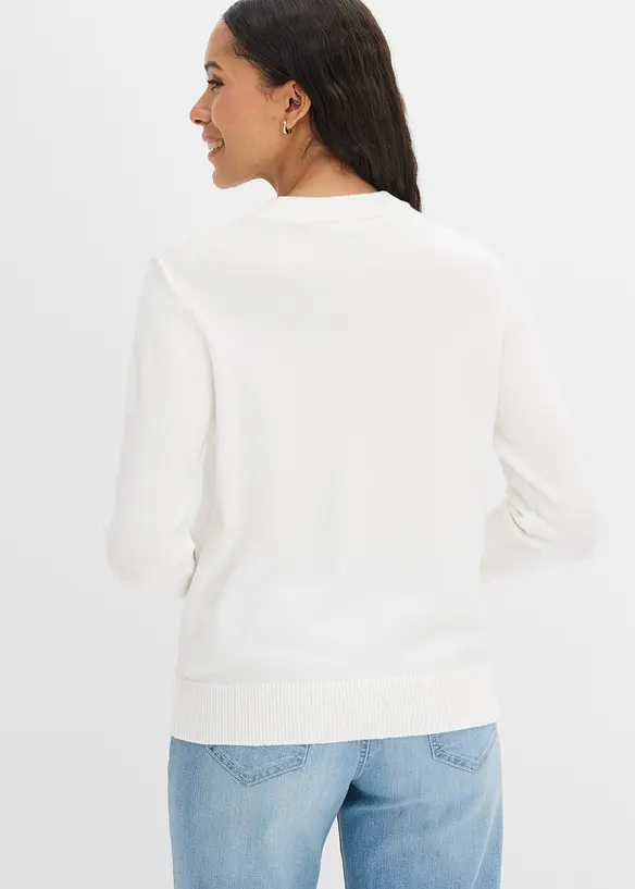 Feinstrickpullover aus Viskose-Mix in weiß von hinten (im Anschnitt) - bonprix Feinstrickpullover aus Viskose-Mix in weiß von hinten (im Anschnitt) - bonprix