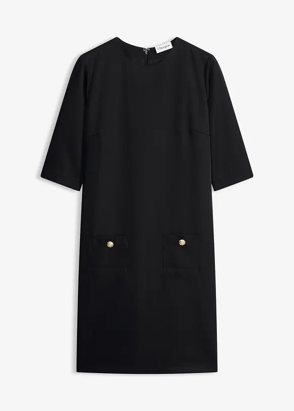 Etuikleid mit Zierknöpfen in schwarz von vorne - bonprix Etuikleid mit Zierknöpfen in schwarz von vorne - bonprix