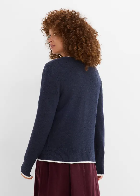 Strickjacke in blau von hinten (im Anschnitt) - bonprix Strickjacke in blau von hinten (im Anschnitt) - bonprix