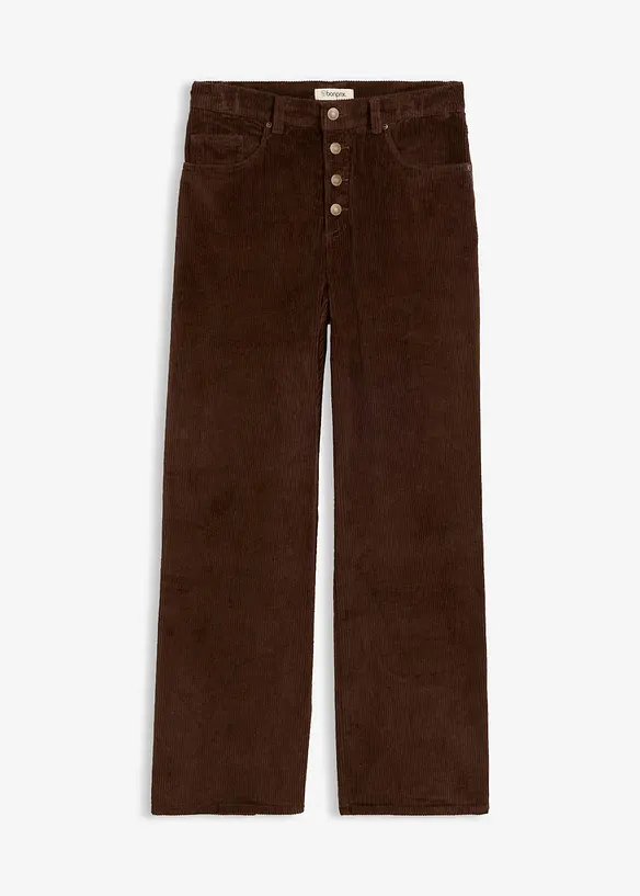 High-Waist-Cordhose aus Baumwoll-Mix in braun von vorne - bonprix High-Waist-Cordhose aus Baumwoll-Mix in braun von vorne - bonprix