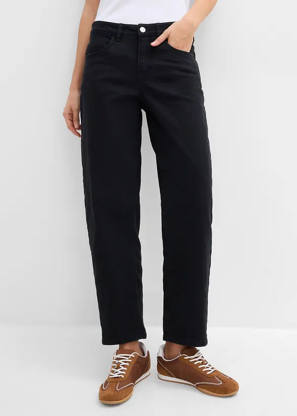 Barrel-Hose aus Baumwoll-Mix in schwarz von vorne - bonprix Barrel-Hose aus Baumwoll-Mix in schwarz von vorne - bonprix