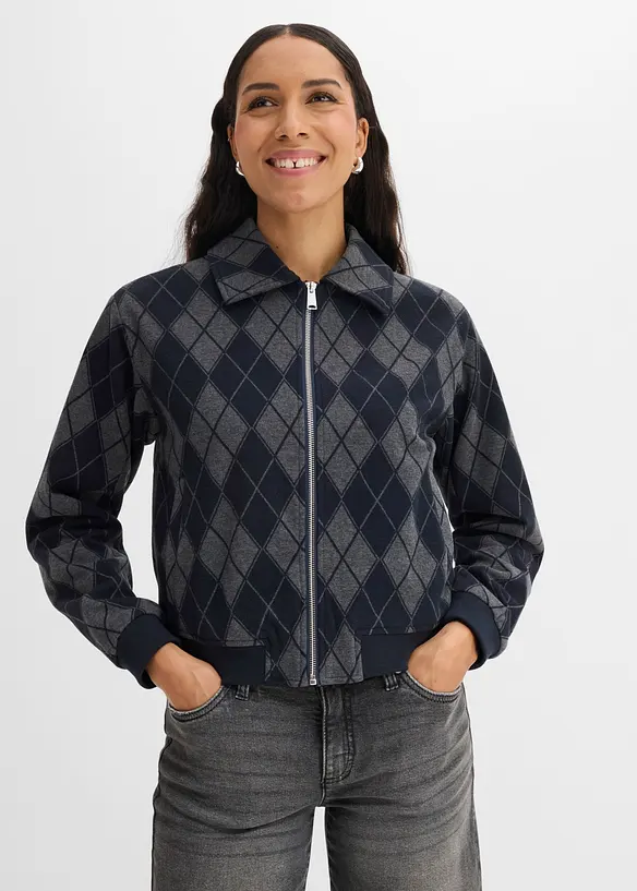 Blouson in Wolloptik in grau von vorne (im Anschnitt) - bonprix