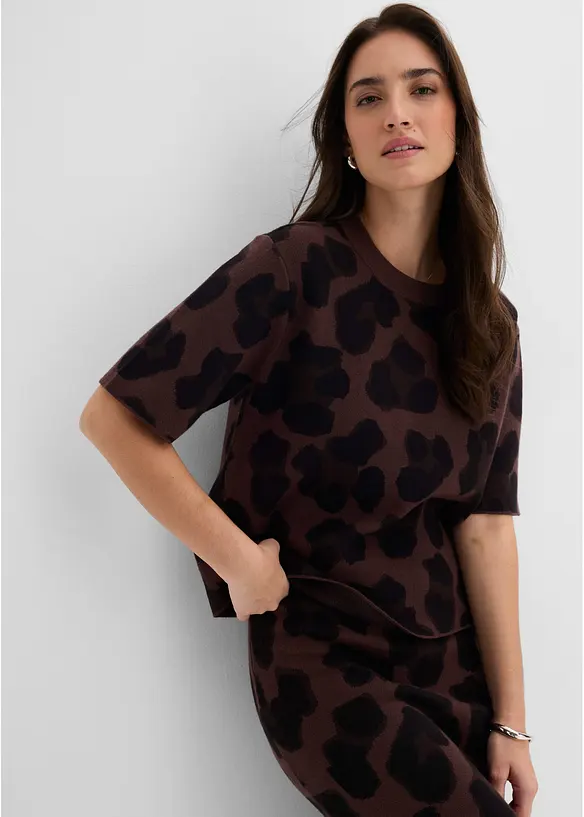 Pullover aus softem Viskose-Mix in braun von vorne (im Anschnitt) - bonprix Pullover aus softem Viskose-Mix in braun von vorne (im Anschnitt) - bonprix
