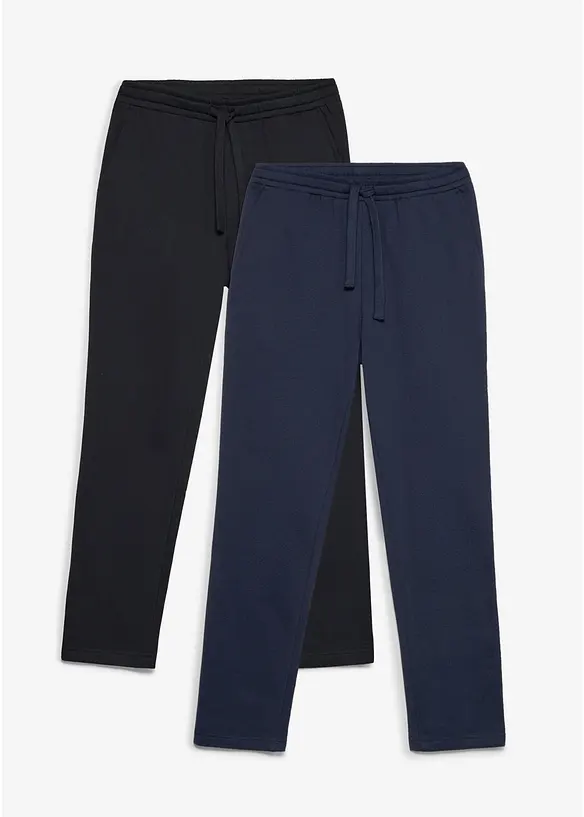 Regular Fit Jogginghose Straight  (2er Pack) in schwarz von vorne - bonprix