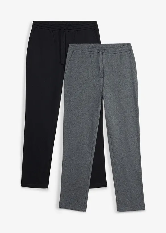 Regular Fit Jogginghose Straight  (2er Pack) in grau von vorne - bonprix
