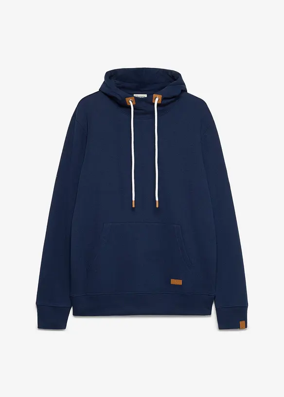 Hoodie aus weichem Baumwoll-Mix in blau von vorne - bonprix