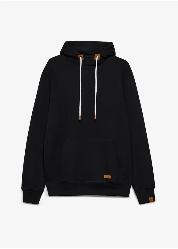 Hoodie aus weichem Baumwoll-Mix in schwarz von vorne - bonprix