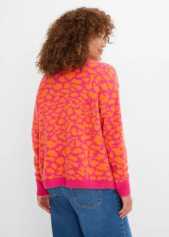 Weite Grobstrickjacke in orange von hinten (im Anschnitt) - bonprix