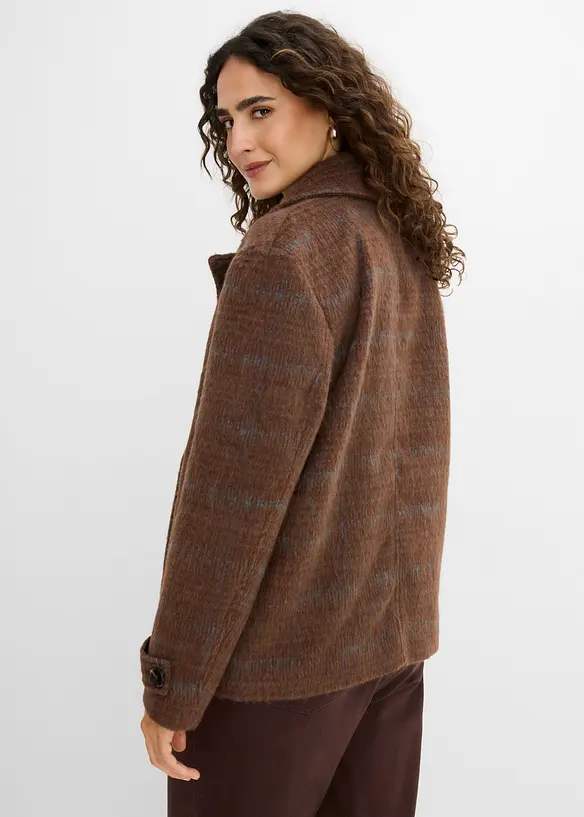 Cabanjacke in Wolloptik in braun von hinten (im Anschnitt) - bonprix
