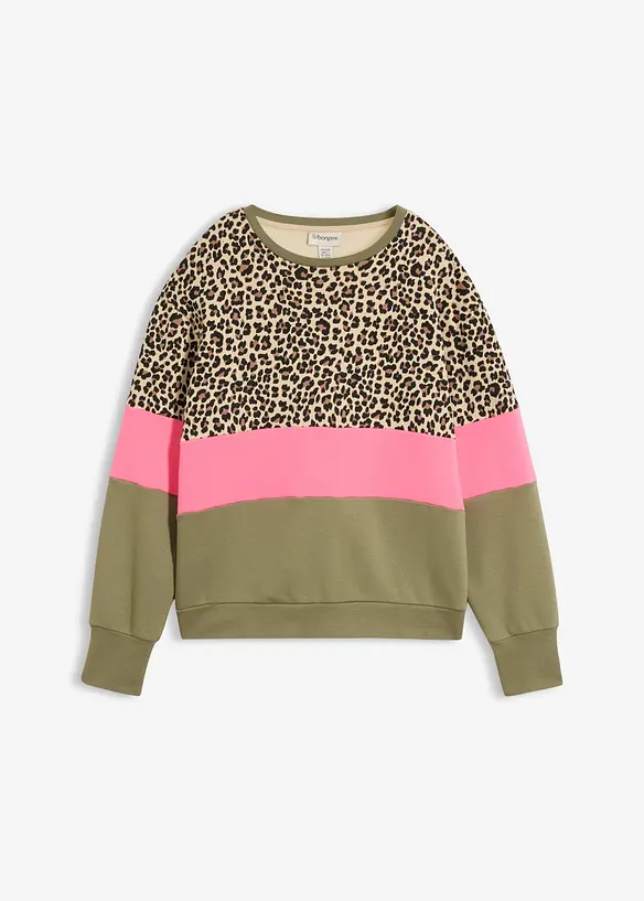 Sweatshirt aus Baumwoll-Mix in grün von vorne - bonprix