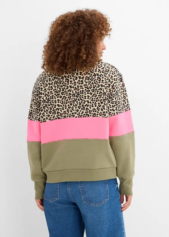 Sweatshirt aus Baumwoll-Mix in grün von hinten (im Anschnitt) - bonprix