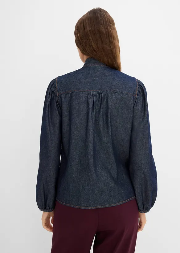 Jeansbluse aus Bio-Baumwolle in blau von hinten (im Anschnitt) - bonprix