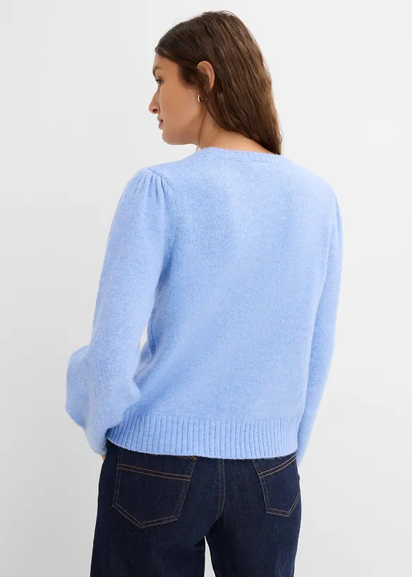 Pullover mit Puffärmel in blau von hinten (im Anschnitt) - bonprix