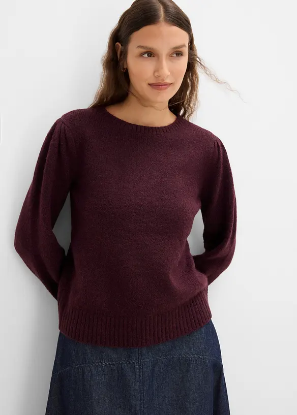 Pullover mit Puffärmel in rot von vorne (im Anschnitt) - bonprix