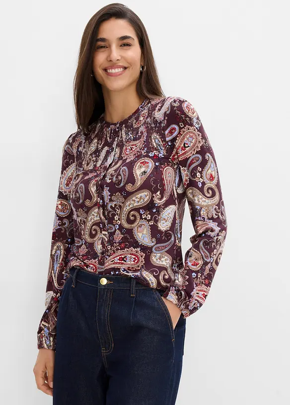 Langarmshirt aus softer Viskose in rot von vorne (im Anschnitt) - bonprix Langarmshirt aus softer Viskose in rot von vorne (im Anschnitt) - bonprix