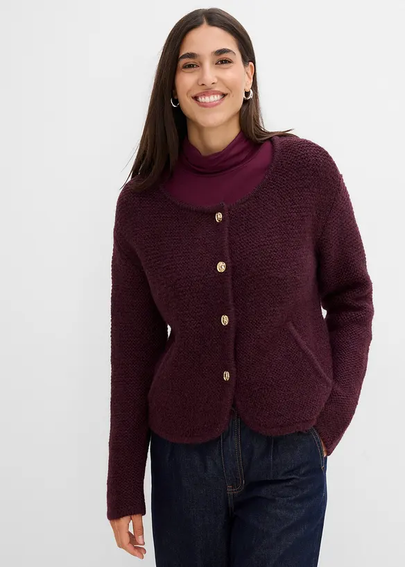 Weit geschnittene Strickjacke in rot von vorne (im Anschnitt) - bonprix Weit geschnittene Strickjacke in rot von vorne (im Anschnitt) - bonprix