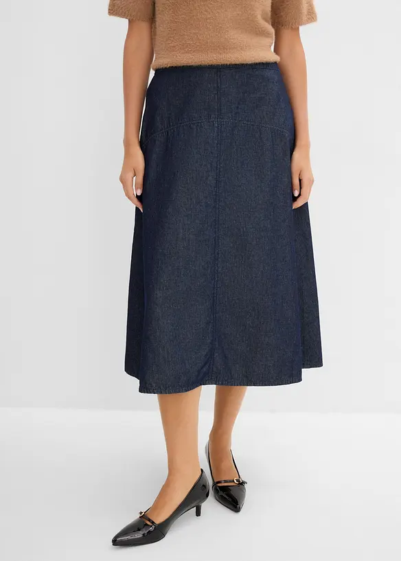 Jeansrock, Bio-Baumwolle in blau von vorne - bonprix
