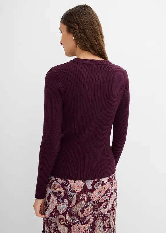 Feinstrickjacke aus Viskose-Mix in rot von hinten (im Anschnitt) - bonprix Feinstrickjacke aus Viskose-Mix in rot von hinten (im Anschnitt) - bonprix