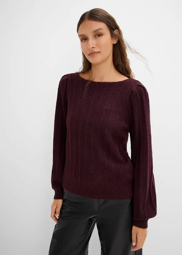 Pullover mit Puffärmeln in rot von vorne (im Anschnitt) - bonprix Pullover mit Puffärmeln in rot von vorne (im Anschnitt) - bonprix