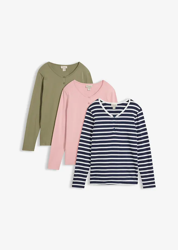 Langarmshirt (3er Pack) in blau von vorne - bonprix Langarmshirt (3er Pack) in blau von vorne - bonprix