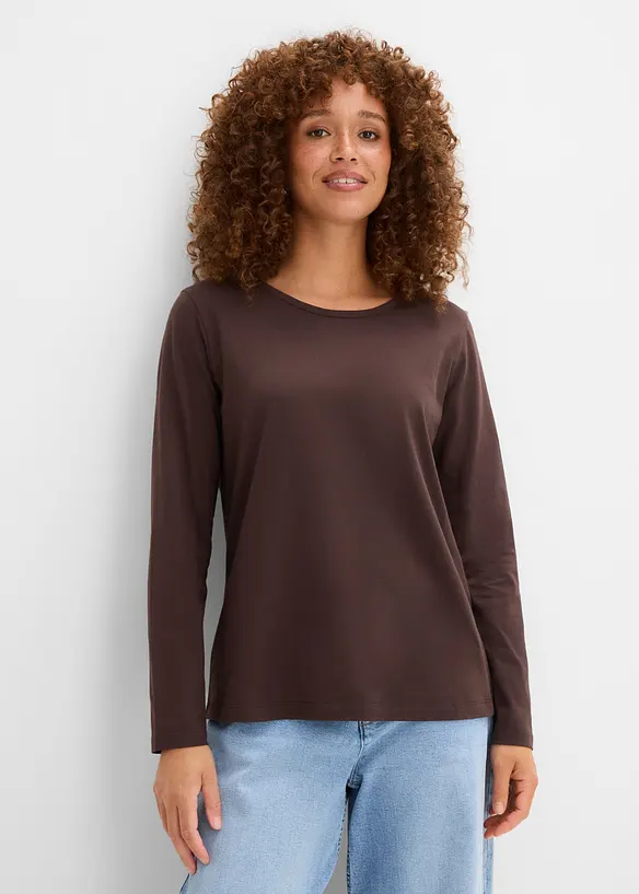 Langarmshirt aus reiner Bio-Baumwolle (3er Pack) in weiß von vorne (im Anschnitt) - bonprix Langarmshirt aus reiner Bio-Baumwolle (3er Pack) in weiß von vorne (im Anschnitt) - bonprix