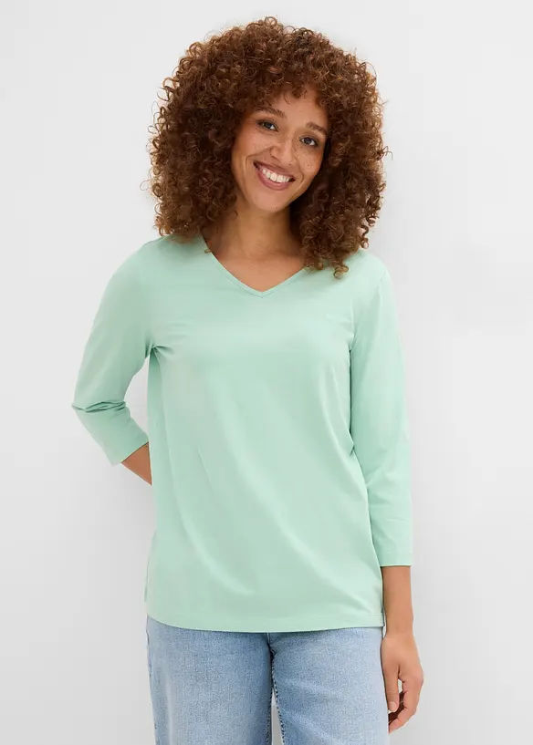 Shirt (3er Pack) in grün von vorne (im Anschnitt) - bonprix