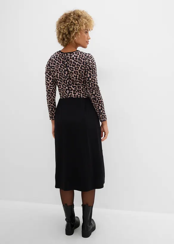 Baumwoll-Jerseykleid, Midilänge in schwarz von hinten (Totalaufnahme) - bonprix Baumwoll-Jerseykleid, Midilänge in schwarz von hinten (Totalaufnahme) - bonprix