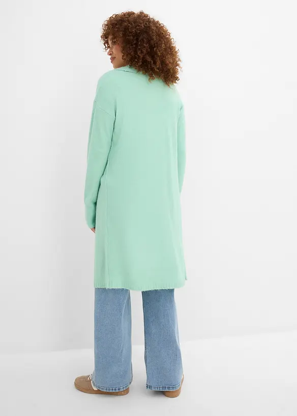 Longstrickjacke in grün von hinten (im Anschnitt) - bonprix Longstrickjacke in grün von hinten (im Anschnitt) - bonprix