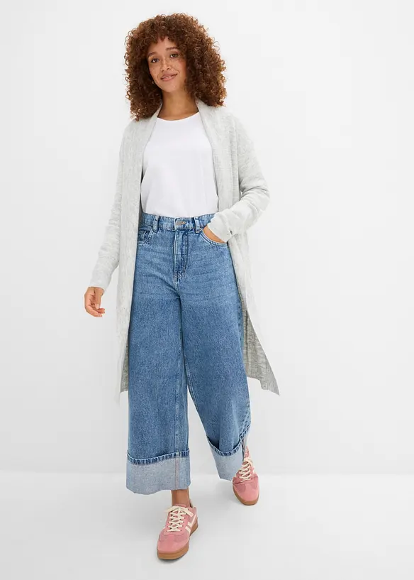 Longstrickjacke in grau von vorne (im Anschnitt) - bonprix Longstrickjacke in grau von vorne (im Anschnitt) - bonprix