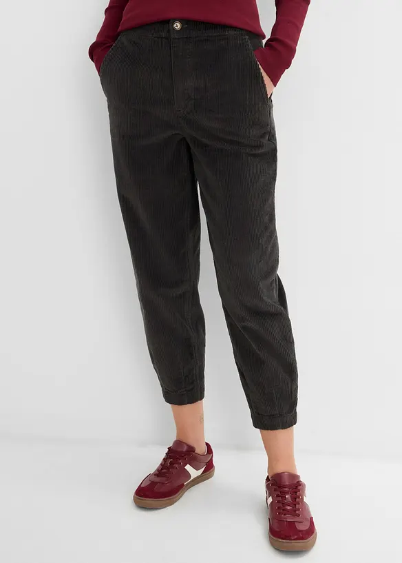 Cordhose in Barellform in grau von vorne - bonprix Cordhose in Barellform in grau von vorne - bonprix