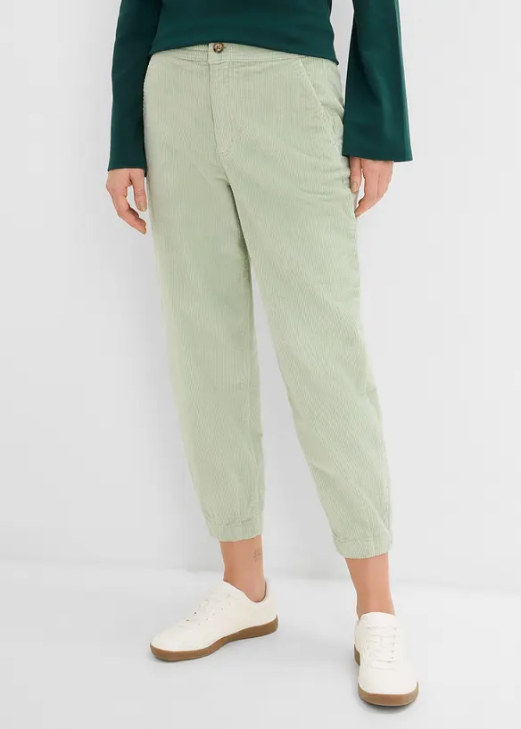 Cordhose in Barellform in grün von vorne - bonprix Cordhose in Barellform in grün von vorne - bonprix