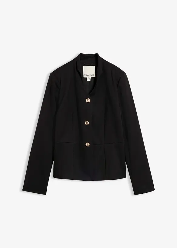 Blazer mit Kelchkragen in schwarz von vorne - bonprix