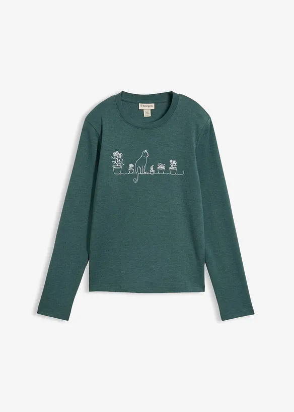 Langarmshirt aus purer Baumwolle in grün von vorne - bonprix Langarmshirt aus purer Baumwolle in grün von vorne - bonprix