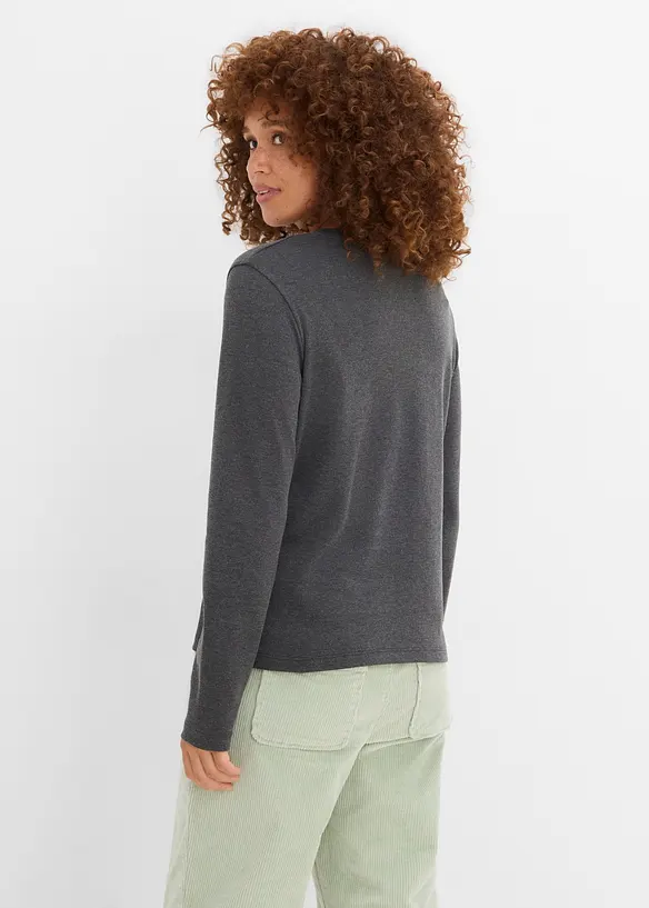 Langarmshirt aus purer Baumwolle in grau von hinten (im Anschnitt) - bonprix Langarmshirt aus purer Baumwolle in grau von hinten (im Anschnitt) - bonprix