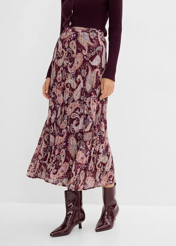 Chiffonrock mit Paisleyprint in rot von vorne - bonprix