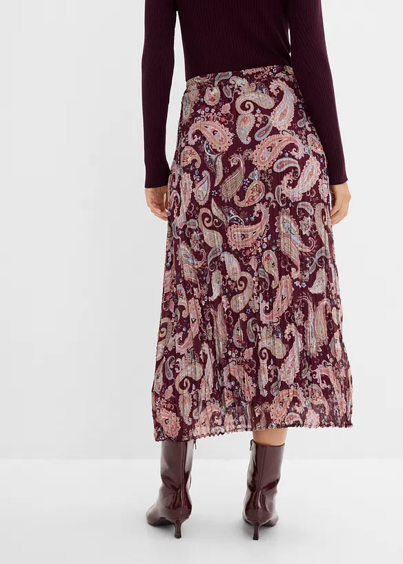 Chiffonrock mit Paisleyprint in rot von hinten - bonprix