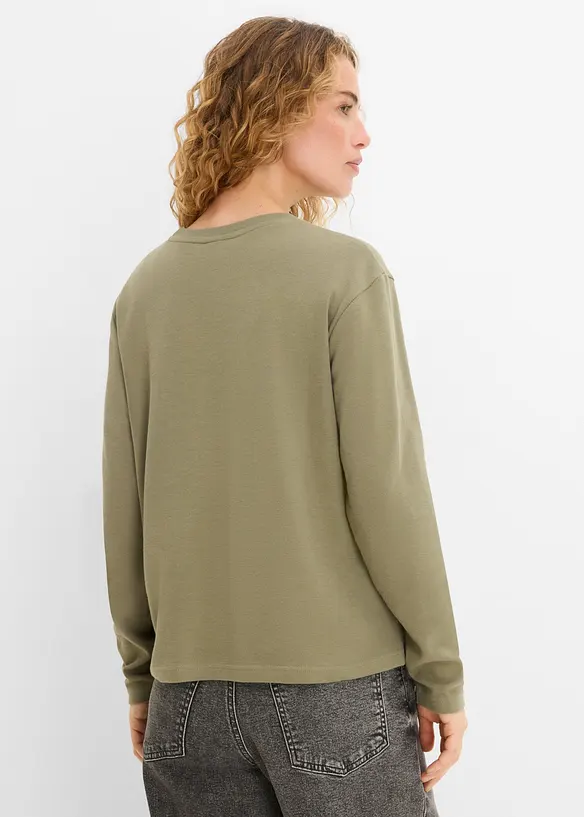 Langarmshirt aus purer Baumwolle in grün von hinten (im Anschnitt) - bonprix Langarmshirt aus purer Baumwolle in grün von hinten (im Anschnitt) - bonprix