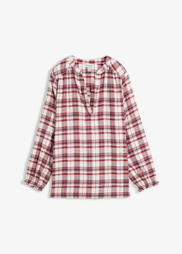 Flanell-Tunikabluse aus reiner Baumwolle in weiß von vorne - bonprix Flanell-Tunikabluse aus reiner Baumwolle in weiß von vorne - bonprix
