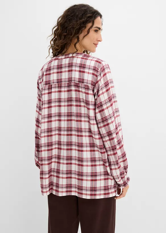 Flanell-Tunikabluse aus reiner Baumwolle in weiß von hinten (im Anschnitt) - bonprix Flanell-Tunikabluse aus reiner Baumwolle in weiß von hinten (im Anschnitt) - bonprix