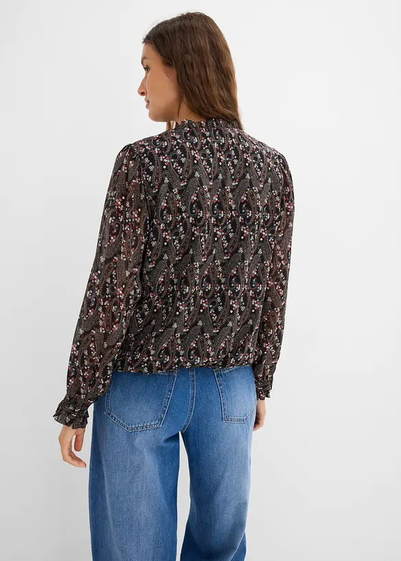 Bluse aus leichtem Chiffon in schwarz von hinten (im Anschnitt) - bonprix