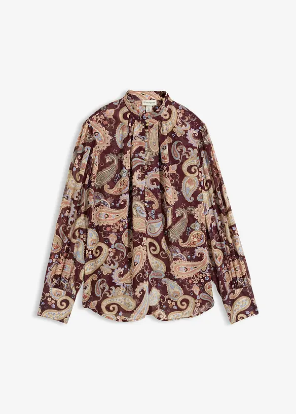 Chiffon Tunikabluse mit Stehkragen in rot von vorne - bonprix