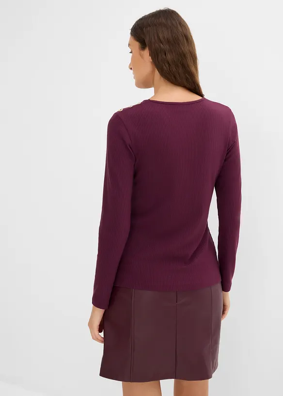 Langarmshirt aus softem Viskose-Mix in rot von hinten (im Anschnitt) - bonprix Langarmshirt aus softem Viskose-Mix in rot von hinten (im Anschnitt) - bonprix