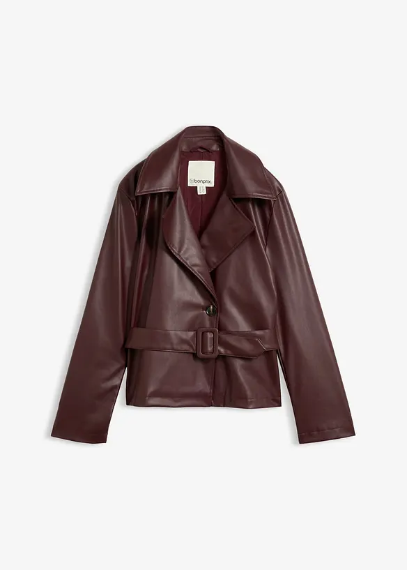 Trenchjacke aus Lederimitat in rot von vorne - bonprix