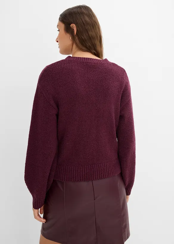 Grobstrickjacke mit Knopfleiste in rot von hinten (im Anschnitt) - bonprix Grobstrickjacke mit Knopfleiste in rot von hinten (im Anschnitt) - bonprix