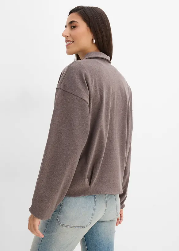 Shirtjacke in Wolloptik in braun von hinten (im Anschnitt) - bonprix
